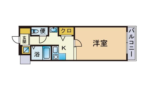 エンクレスト天神Ⅱ(1K/3階)の間取り写真