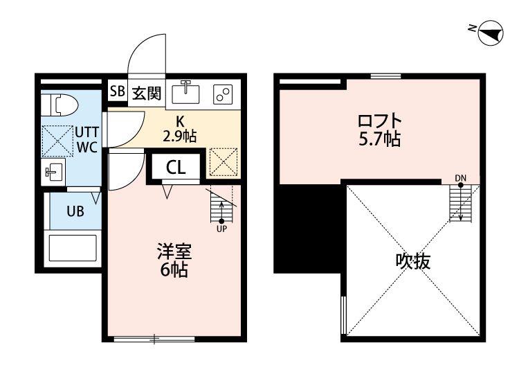 クレスト平塚(1K/2階)の間取り写真