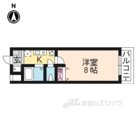 ボヌール広野(1K/1階)の間取り写真
