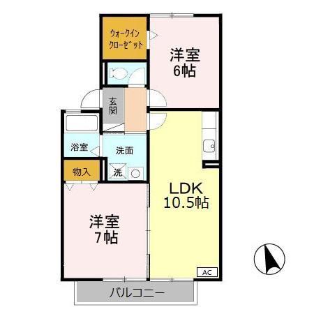 レジデンスラグラシューズ(2LDK/2階)の間取り写真