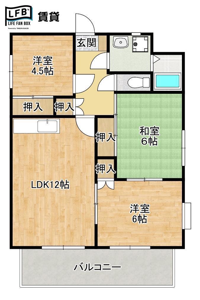 アーバン楠本I(3LDK/3階)の間取り写真