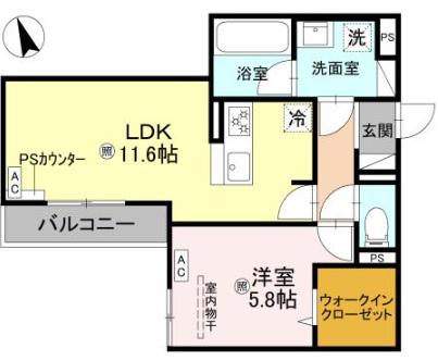 トリシア千躰(1LDK/3階)の間取り写真