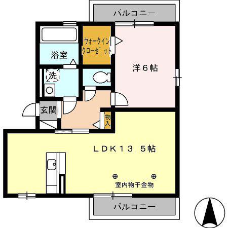 スプレンダ新清洲(1LDK/2階)の間取り写真