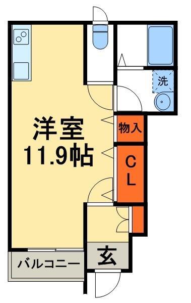 パッショネート(ワンルーム/1階)の間取り写真