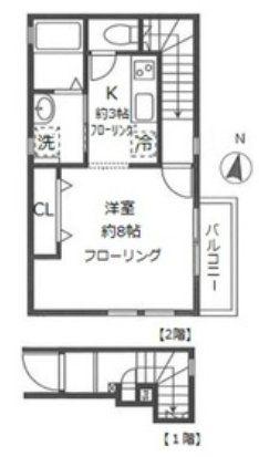 シャンブル(1K/2階)の間取り写真