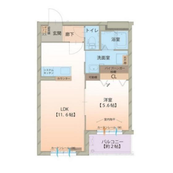 ハートフル結(1LDK/3階)の間取り写真