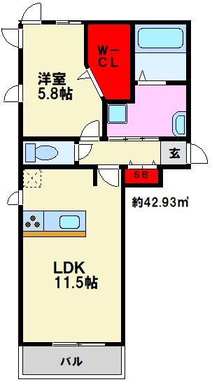 D-ROOM那の川(1LDK/3階)の間取り写真