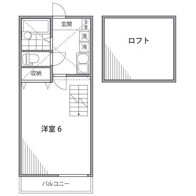グランデ・ハナブサII(1K/2階)の間取り写真