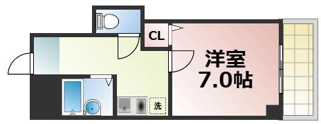 シャトル新深江(1K/8階)の間取り写真