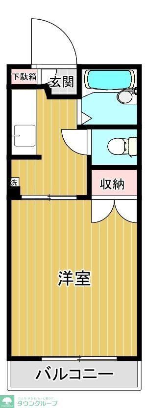 シャルマン越谷B(1K/1階)の間取り写真
