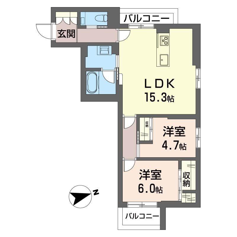 ベルシエル(2LDK/3階)の間取り写真