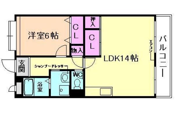 ラフィーネ井上(1LDK/2階)の間取り写真