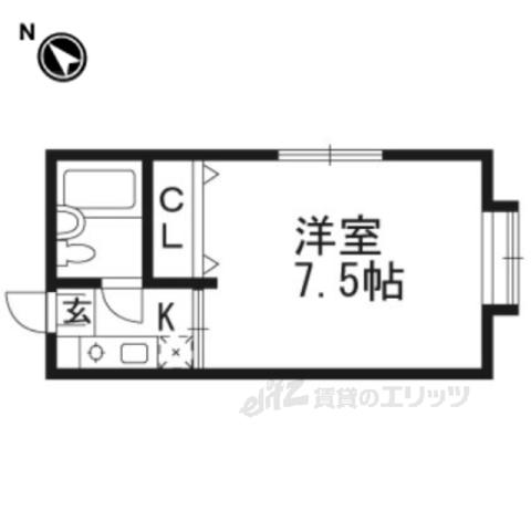 ヴィラヤマモト(1K/2階)の間取り写真