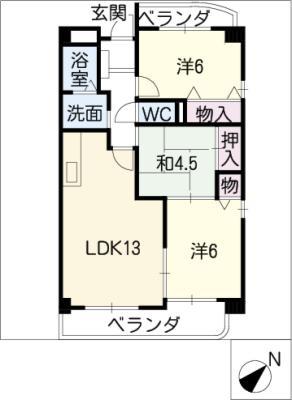 エミナンス社台(3LDK/2階)の間取り写真