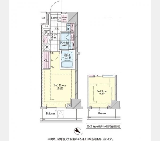 シェル品川戸越(1K/5階)の間取り写真