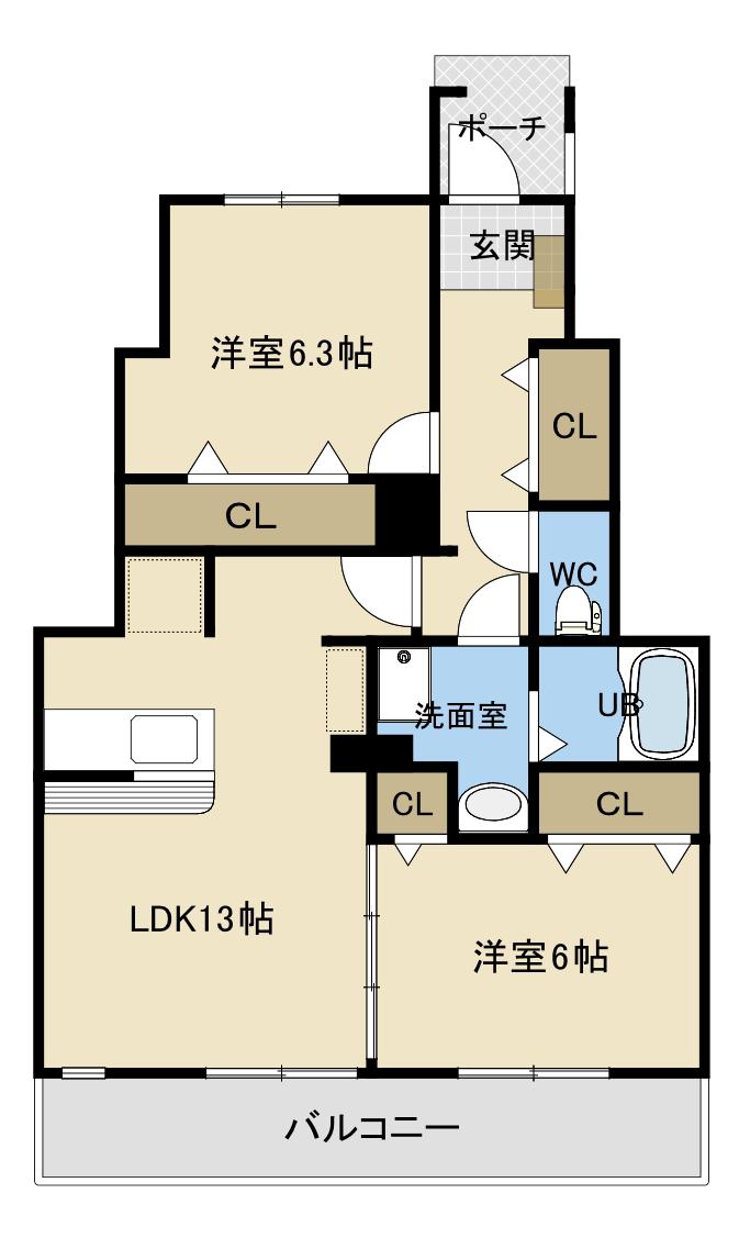 ヴィリアグランデ(2LDK/1階)の間取り写真
