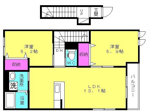 ロココハイム(2LDK/2階)の間取り写真