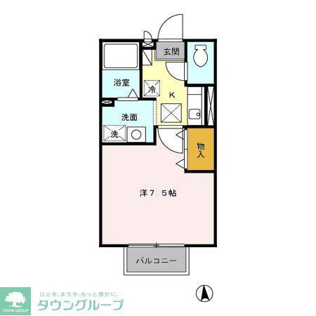 グレイ飯塚(1K/1階)の間取り写真