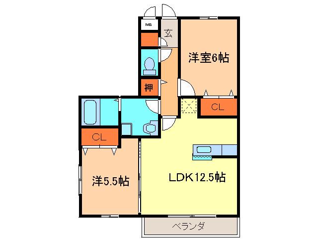 タクティス(2LDK/3階)の間取り写真