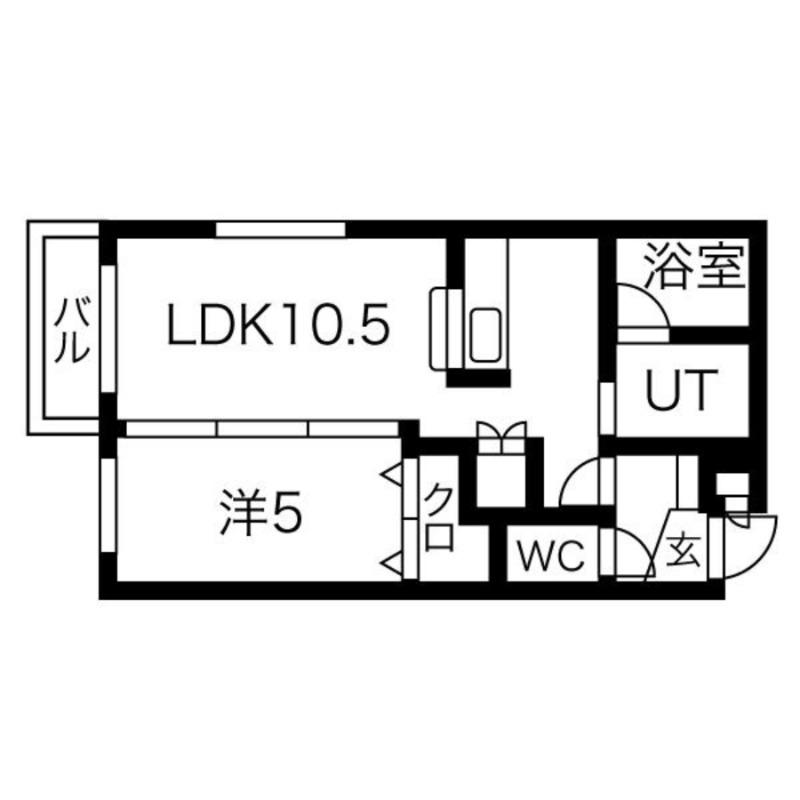 モルティーニ南郷(1LDK/1階)の間取り写真
