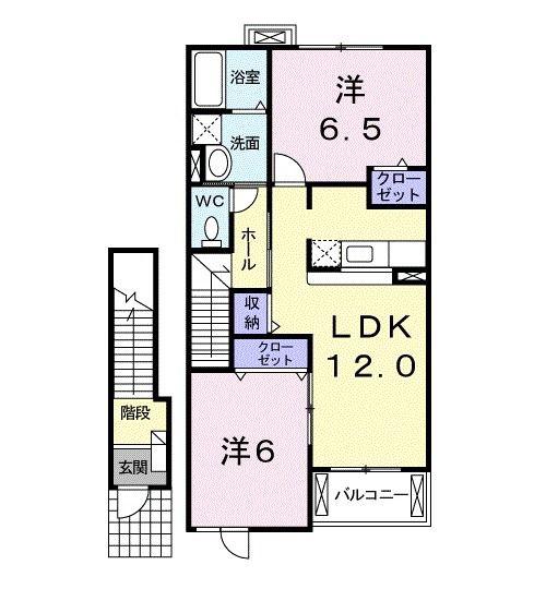 かのんI(2LDK/2階)の間取り写真