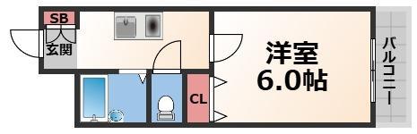 オーシャン新深江(1K/5階)の間取り写真