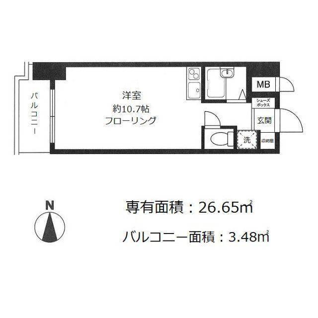 パレドール文京メトロプラザ I(ワンルーム/4階)の間取り写真