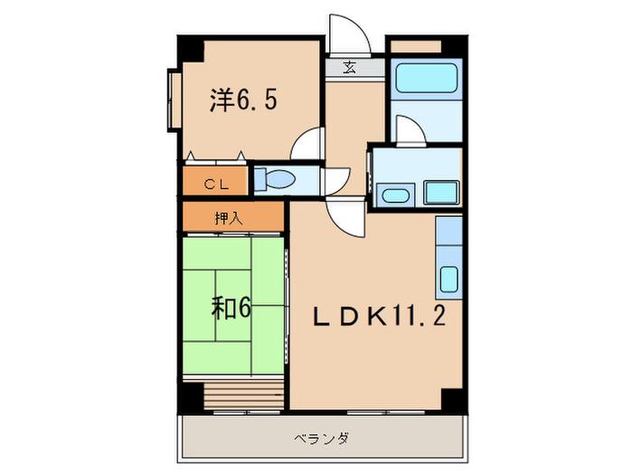 ファミリアル門戸(2LDK/3階)の間取り写真