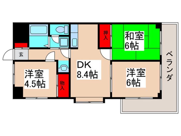 ハイブリッジソシア(3DK/5階)の間取り写真