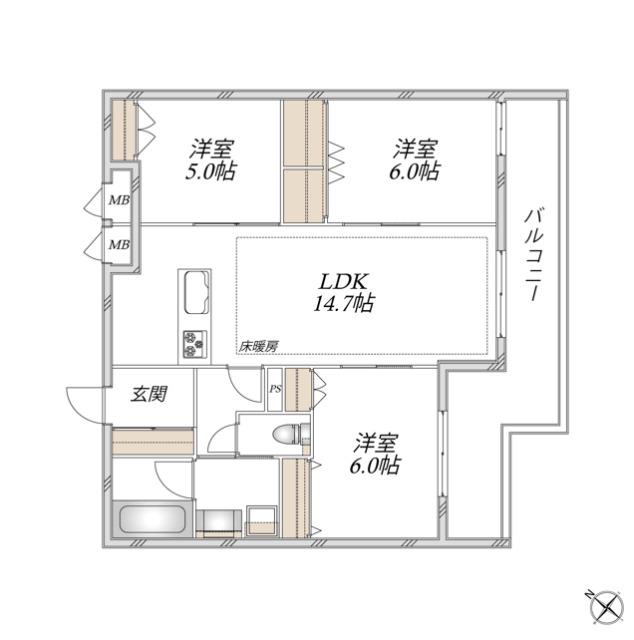 領家プライムコートII(3LDK/2階)の間取り写真