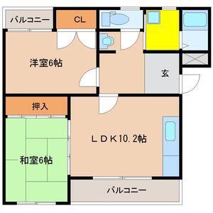 サリーコーポ(2LDK/2階)の間取り写真