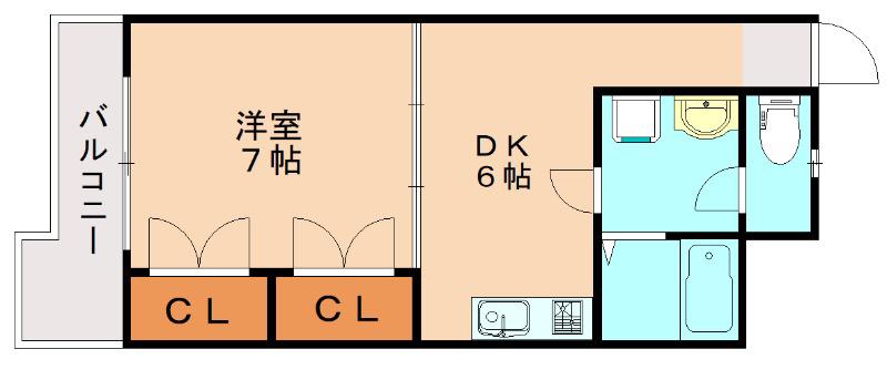 セルジュ ルタンス(1DK/2階)の間取り写真