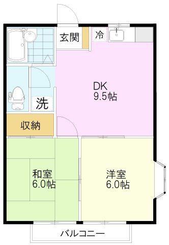 ヌーベル(2DK/1階)の間取り写真