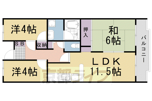 プルーリオン亀岡(3LDK/2階)の間取り写真
