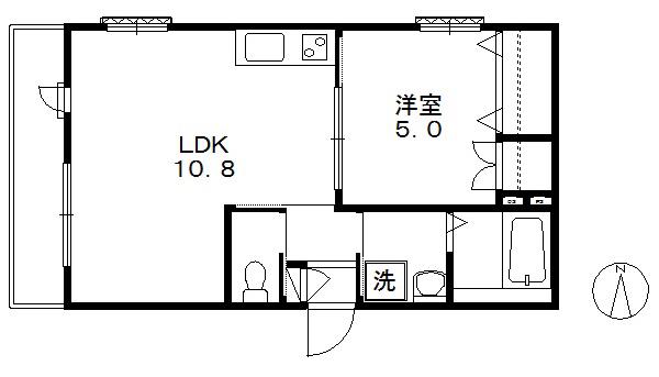 メゾン パーシモン(1LDK/2階)の間取り写真