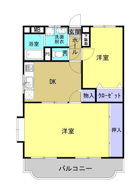 フローラルハイツ(2LDK/2階)の間取り写真