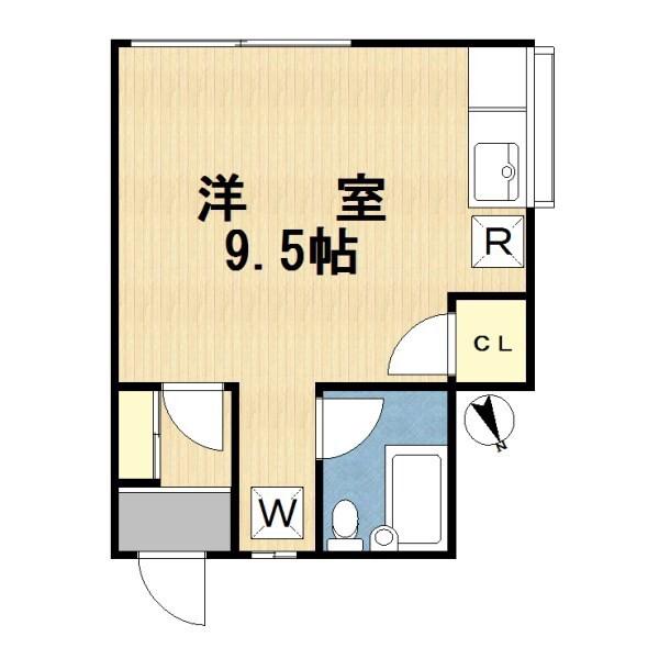 タウンハイツサイトウ(ワンルーム/2階)の間取り写真