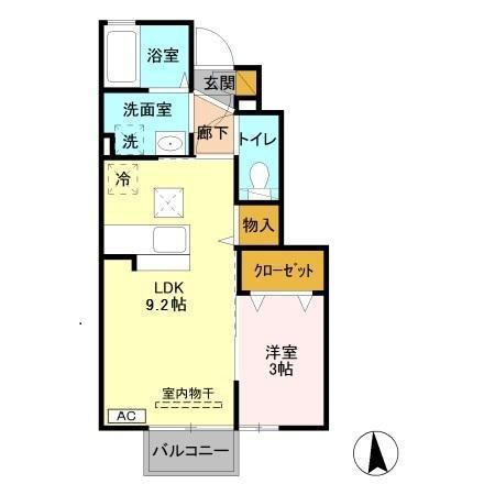 きらら 五番館(1LDK/1階)の間取り写真