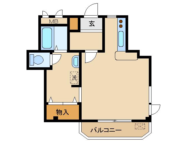 ブルージュ鈴鳳(ワンルーム/1階)の間取り写真