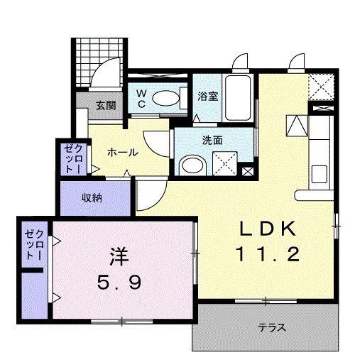 ヴェルジュ・K(1LDK/1階)の間取り写真
