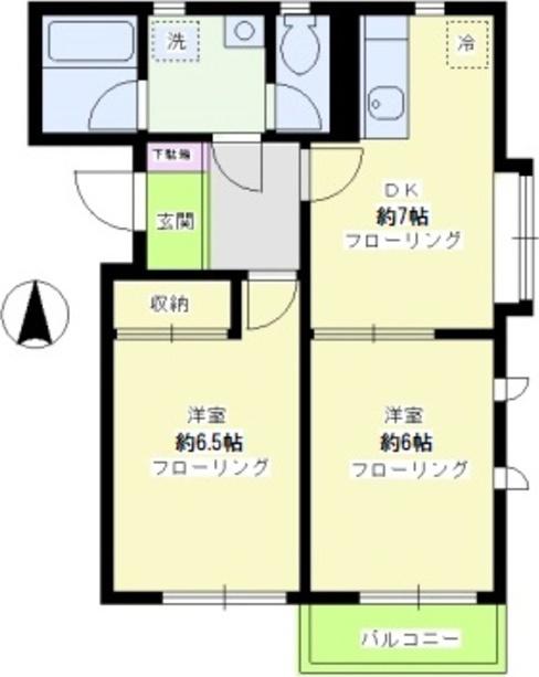 フォーレスト八雲(2DK/1階)の間取り写真