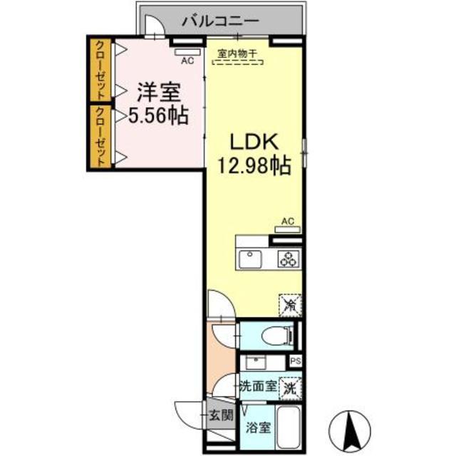 アヴァンス若宮(1LDK/3階)の間取り写真