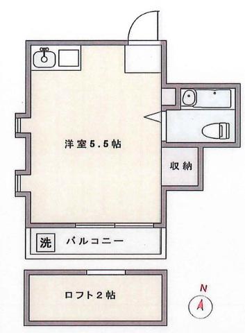 千石ハイム(ワンルーム/2階)の間取り写真