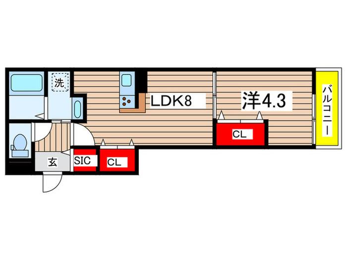 CUORE PURO(1LDK/1階)の間取り写真