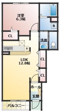 ソレイユ・GENII(1LDK/1階)の間取り写真