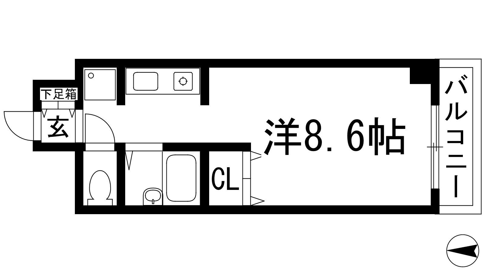 アミティ宝塚A(1K/1階)の間取り写真