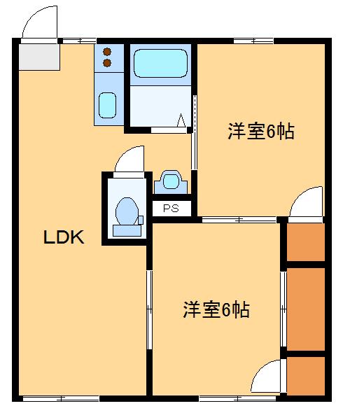 マロンハイツA(2LDK/1階)の間取り写真