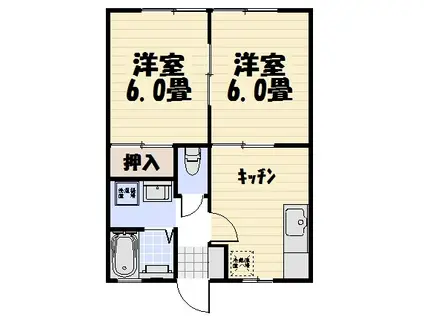 ビーラインK(2DK/1階)の間取り写真