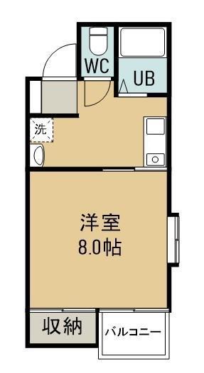 ヂュエルヤマサキ B棟(1K/1階)の間取り写真