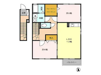 メルシー寿・幸 D(2LDK/2階)の間取り写真